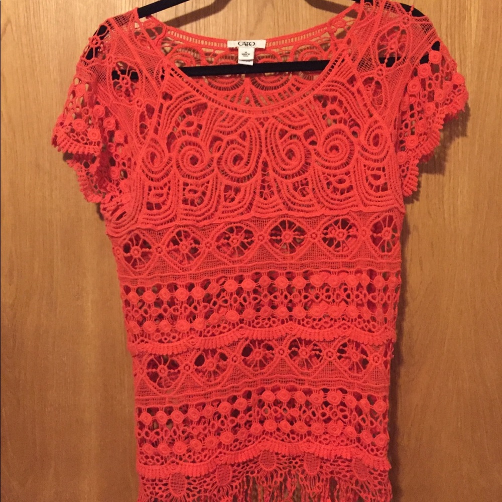 Short sleeve crocheted sweater